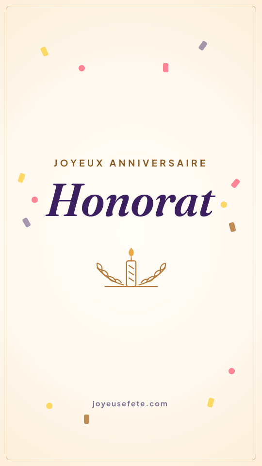 Image « Joyeux anniversaire Honorat » au format story