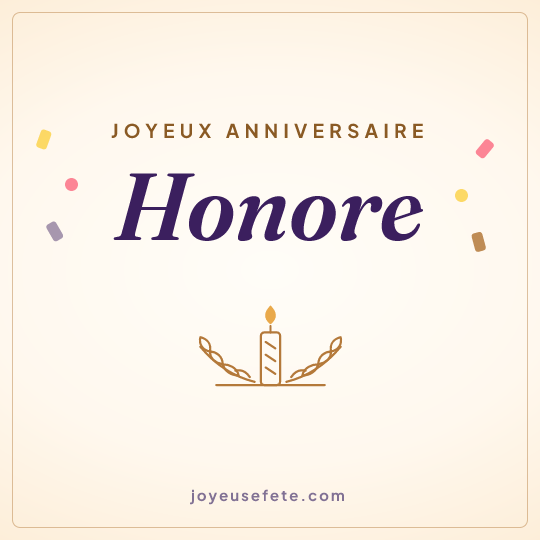 Image carrée « Joyeux anniversaire Honore » pour WhatsApp