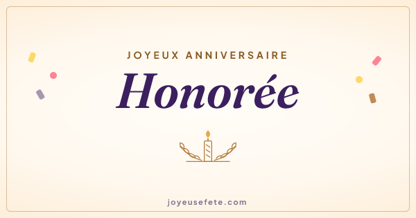 Image « Joyeux anniversaire Honorée » au format large