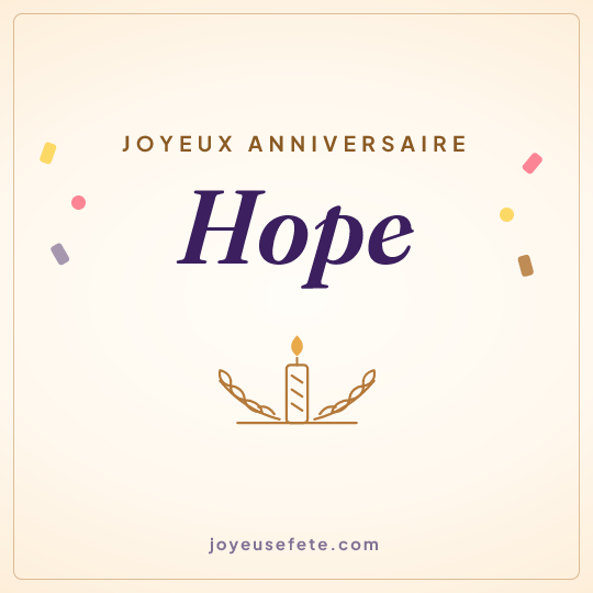 Image carrée « Joyeux anniversaire Hope » pour WhatsApp