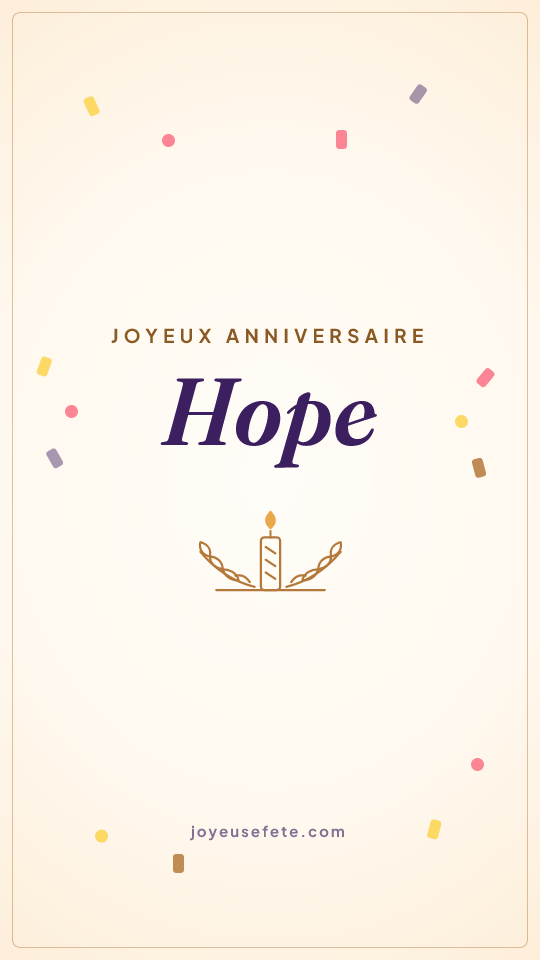 Image « Joyeux anniversaire Hope » au format story