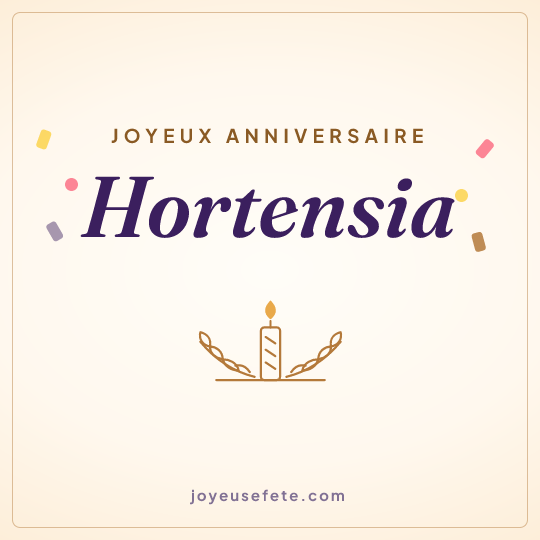 Image carrée « Joyeux anniversaire Hortensia » pour WhatsApp