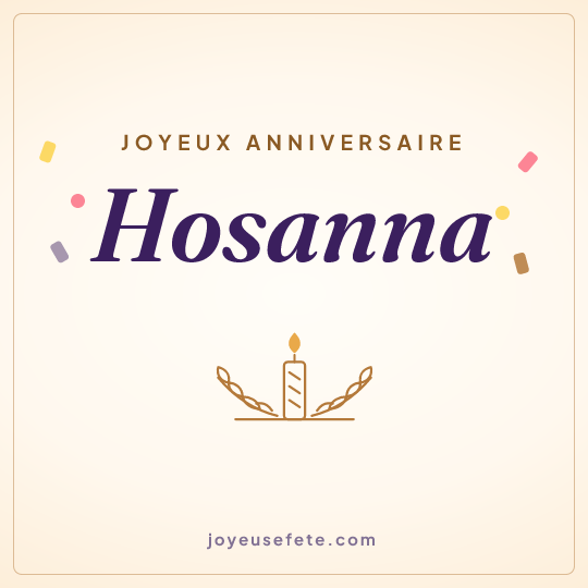 Image carrée « Joyeux anniversaire Hosanna » pour WhatsApp
