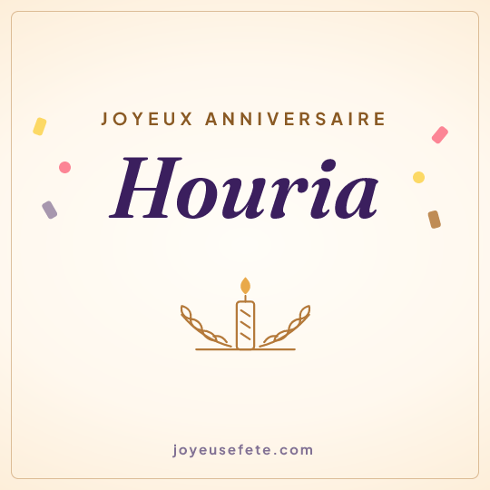 Image carrée « Joyeux anniversaire Houria » pour WhatsApp