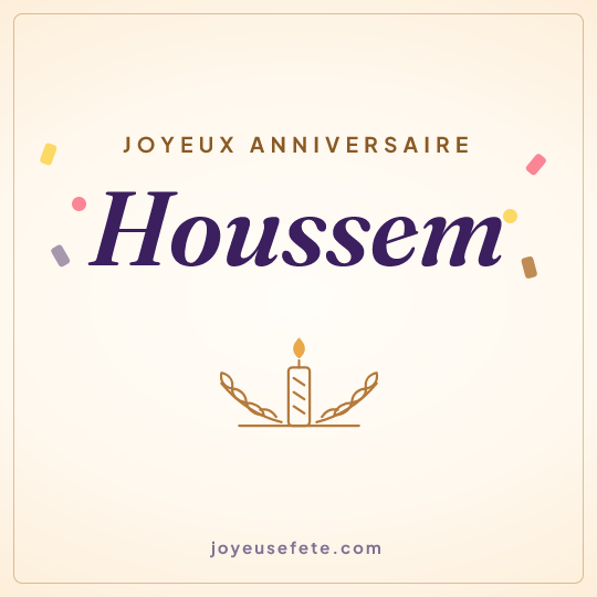 Image carrée « Joyeux anniversaire Houssem » pour WhatsApp
