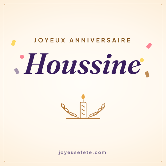 Image carrée « Joyeux anniversaire Houssine » pour WhatsApp