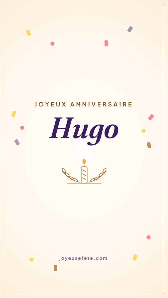 Image « Joyeux anniversaire Hugo » au format story
