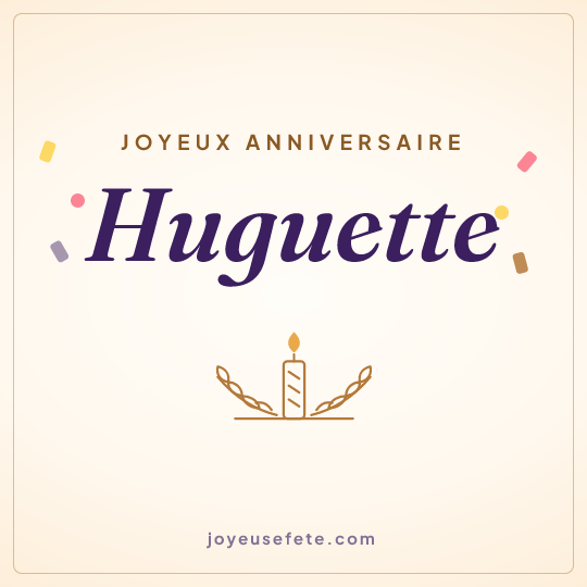 Image carrée « Joyeux anniversaire Huguette » pour WhatsApp