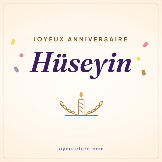Image carrée « Joyeux anniversaire Hüseyin » pour WhatsApp