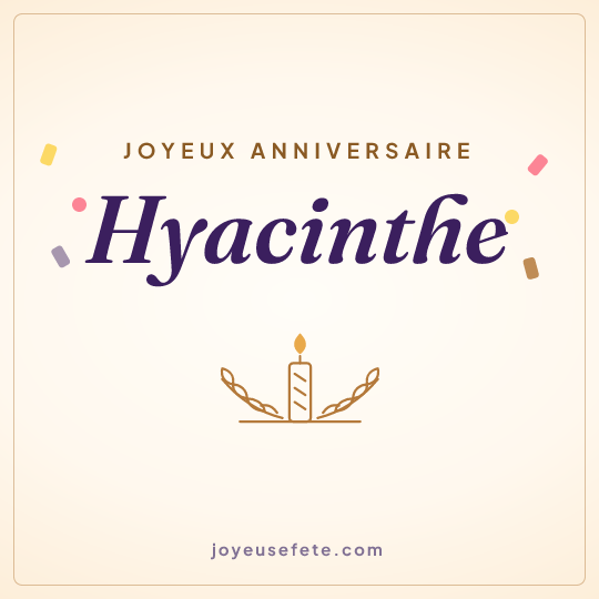 Image carrée « Joyeux anniversaire Hyacinthe » pour WhatsApp