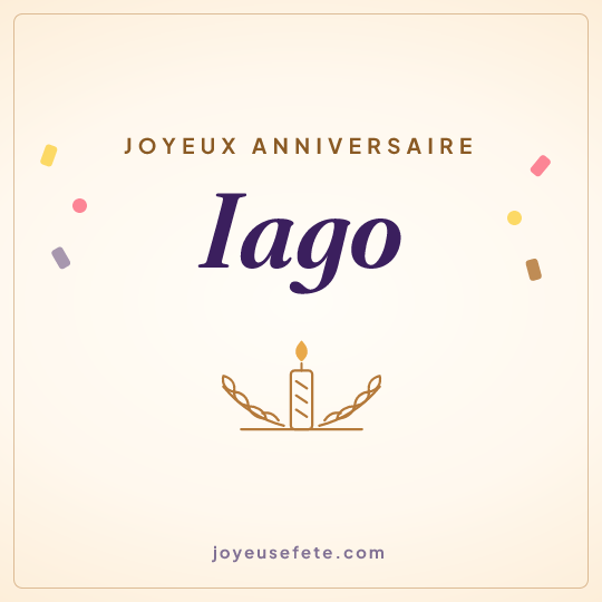 Image carrée « Joyeux anniversaire Iago » pour WhatsApp