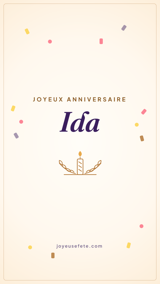 Image « Joyeux anniversaire Ida » au format story