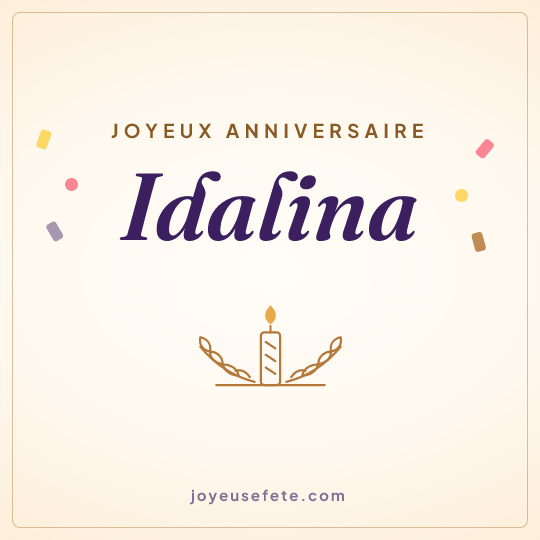Image carrée « Joyeux anniversaire Idalina » pour WhatsApp