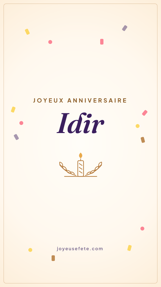 Image « Joyeux anniversaire Idir » au format story