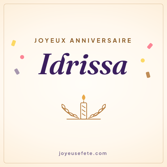 Image carrée « Joyeux anniversaire Idrissa » pour WhatsApp