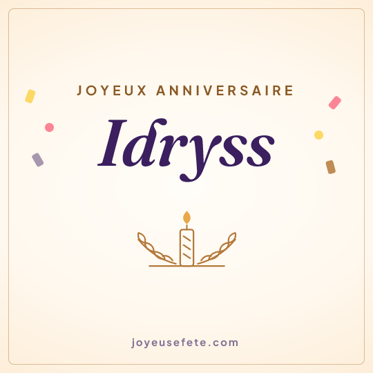 Image carrée « Joyeux anniversaire Idryss » pour WhatsApp