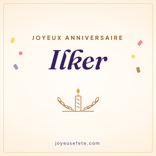 Image carrée « Joyeux anniversaire Ilker » pour WhatsApp