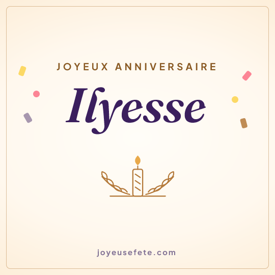 Image carrée « Joyeux anniversaire Ilyesse » pour WhatsApp