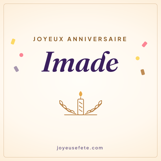 Image carrée « Joyeux anniversaire Imade » pour WhatsApp