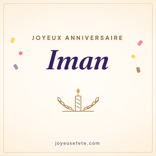 Image carrée « Joyeux anniversaire Iman » pour WhatsApp