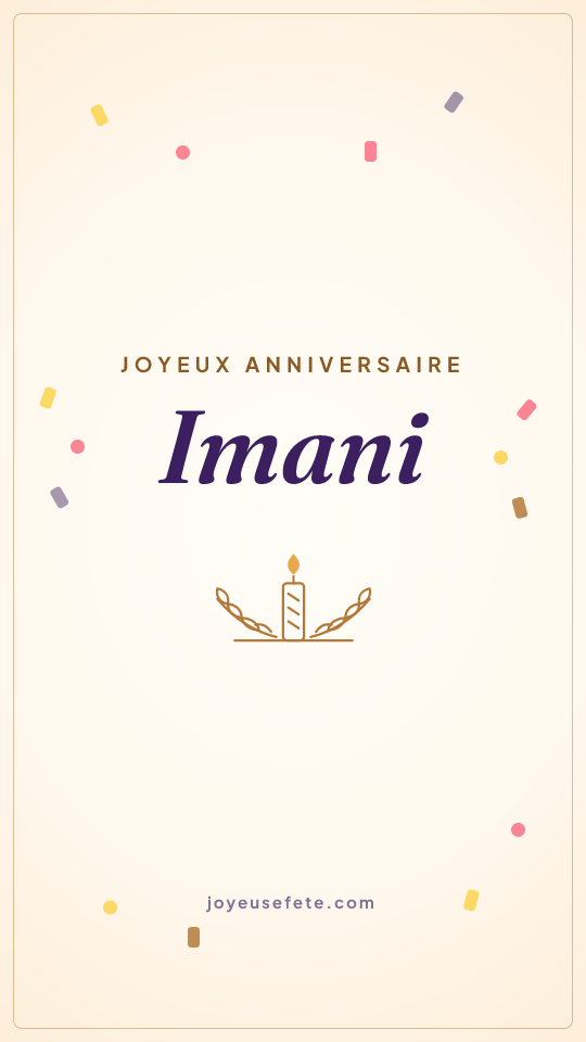 Image « Joyeux anniversaire Imani » au format story