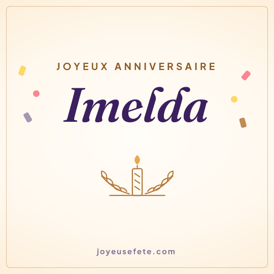 Image carrée « Joyeux anniversaire Imelda » pour WhatsApp