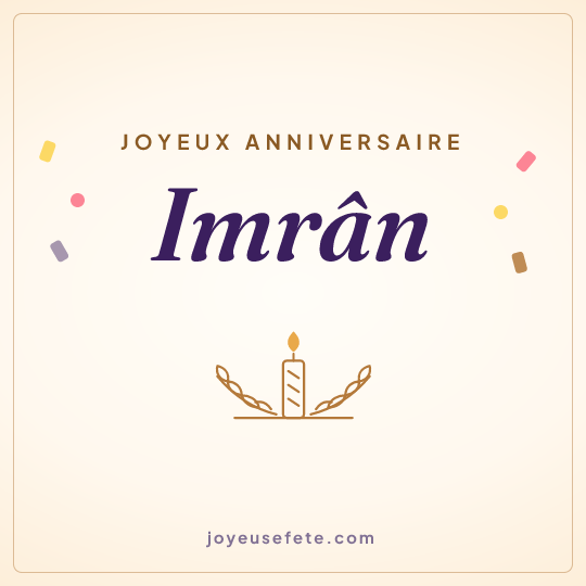 Image carrée « Joyeux anniversaire Imrân » pour WhatsApp