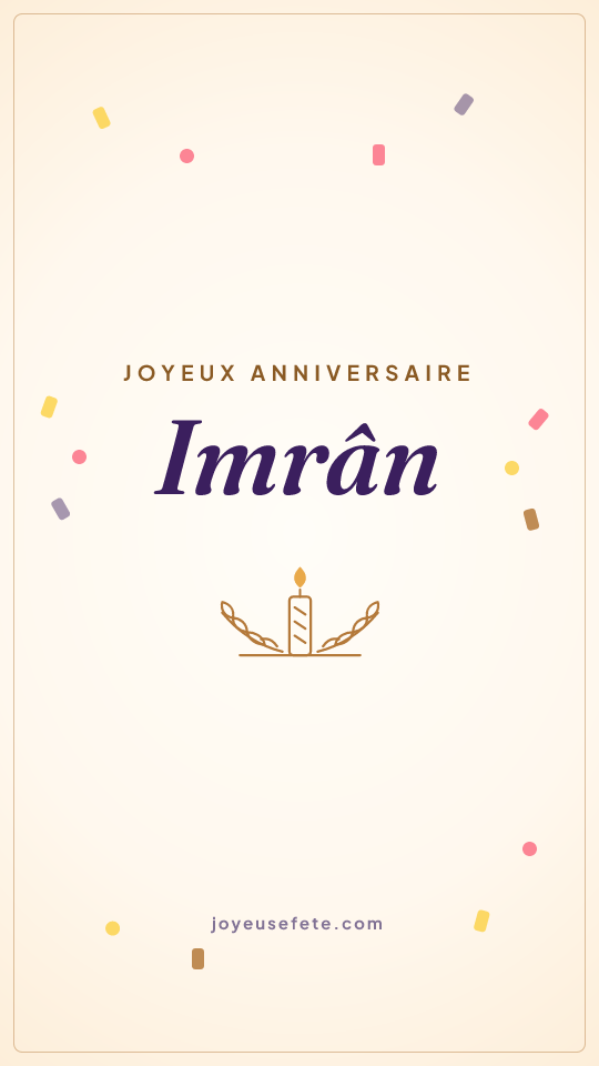 Image « Joyeux anniversaire Imrân » au format story