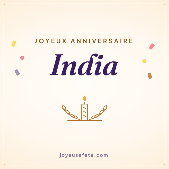 Image carrée « Joyeux anniversaire India » pour WhatsApp