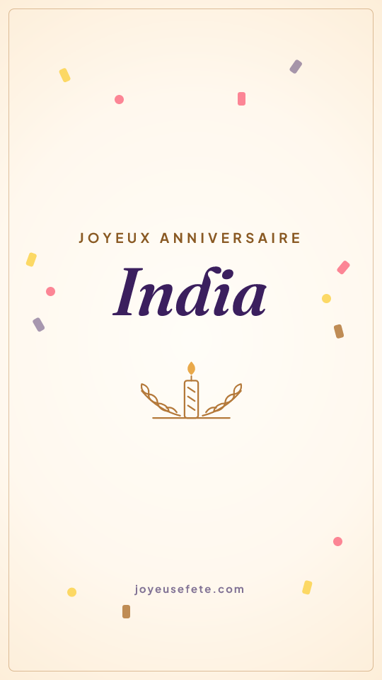 Image « Joyeux anniversaire India » au format story