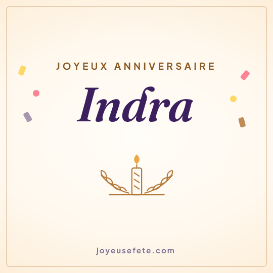 Image carrée « Joyeux anniversaire Indra » pour WhatsApp