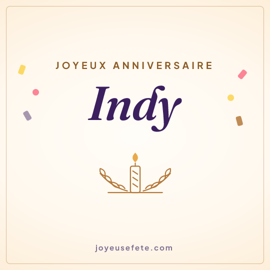 Image carrée « Joyeux anniversaire Indy » pour WhatsApp