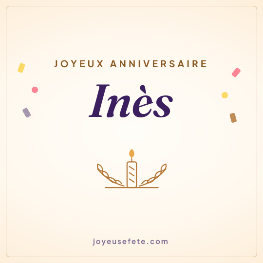 Image carrée « Joyeux anniversaire Inès » pour WhatsApp