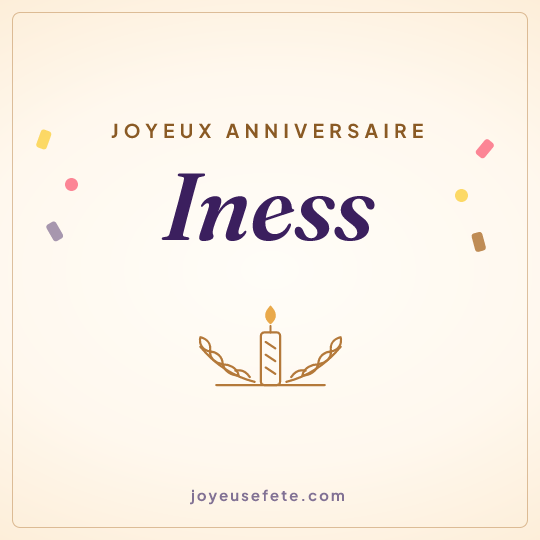 Image carrée « Joyeux anniversaire Iness » pour WhatsApp