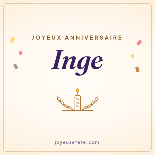 Image carrée « Joyeux anniversaire Inge » pour WhatsApp