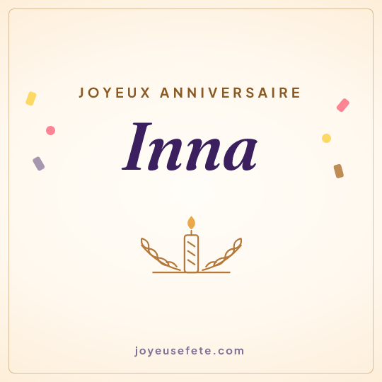 Image carrée « Joyeux anniversaire Inna » pour WhatsApp