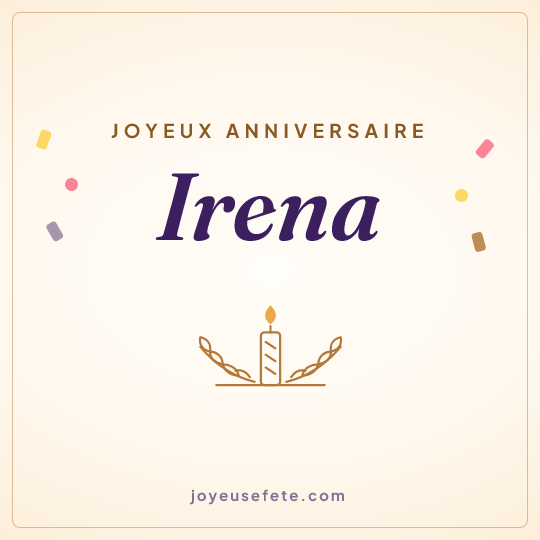 Image carrée « Joyeux anniversaire Irena » pour WhatsApp