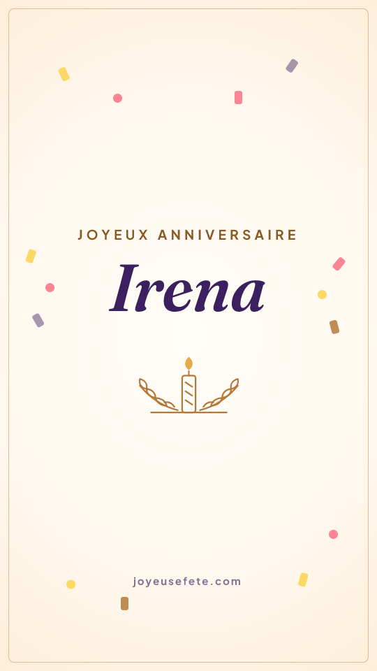 Image « Joyeux anniversaire Irena » au format story