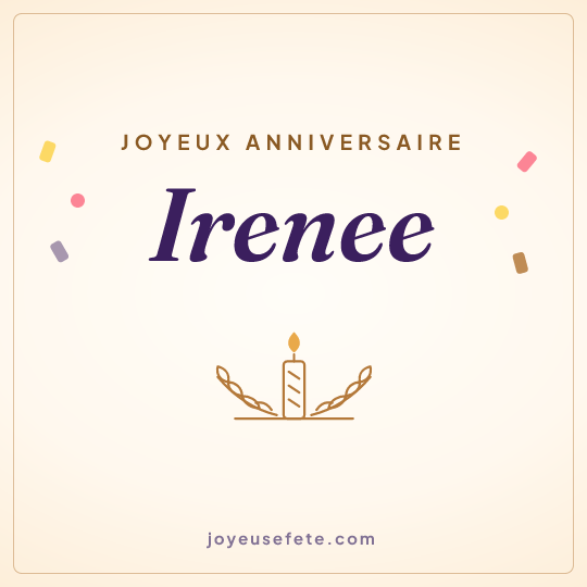 Image carrée « Joyeux anniversaire Irenee » pour WhatsApp