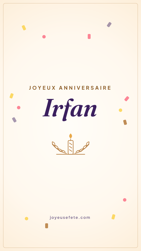 Image « Joyeux anniversaire Irfan » au format story