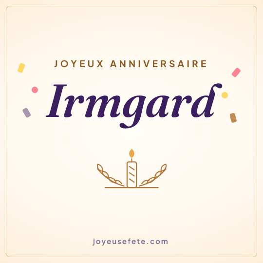 Image carrée « Joyeux anniversaire Irmgard » pour WhatsApp