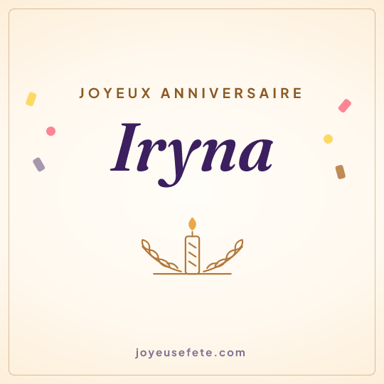 Image carrée « Joyeux anniversaire Iryna » pour WhatsApp