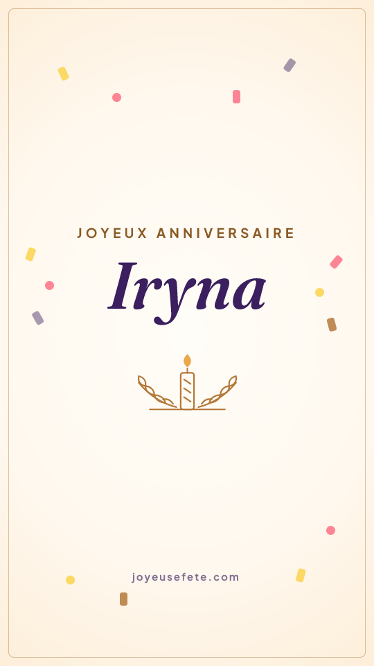 Image « Joyeux anniversaire Iryna » au format story