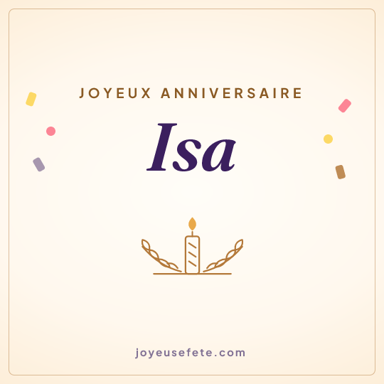 Image carrée « Joyeux anniversaire Isa » pour WhatsApp