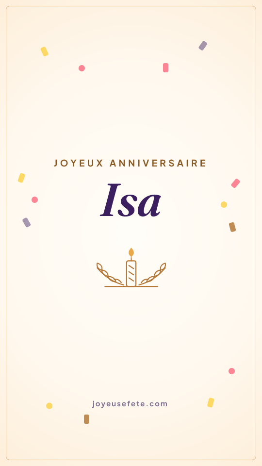 Image « Joyeux anniversaire Isa » au format story