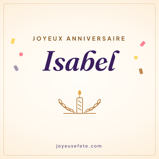 Image carrée « Joyeux anniversaire Isabel » pour WhatsApp