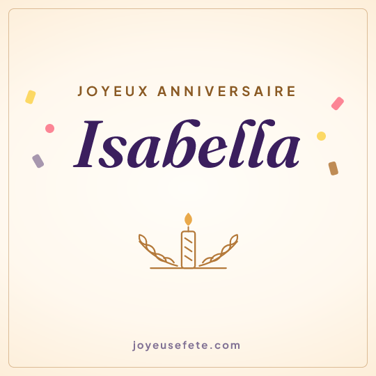 Image carrée « Joyeux anniversaire Isabella » pour WhatsApp