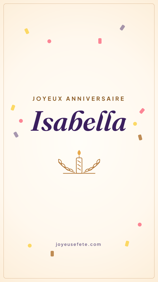 Image « Joyeux anniversaire Isabella » au format story