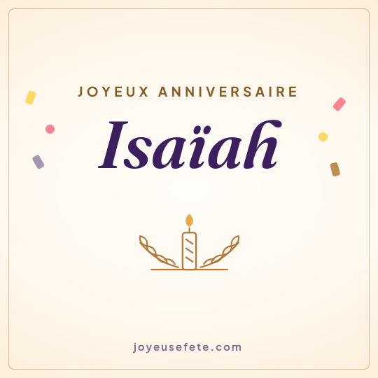 Image carrée « Joyeux anniversaire Isaïah » pour WhatsApp