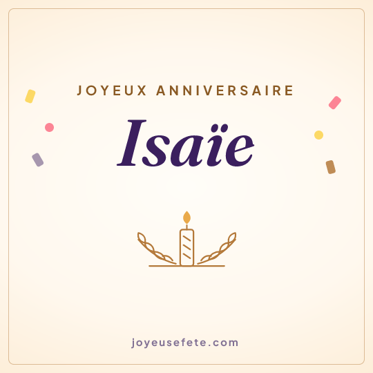 Image carrée « Joyeux anniversaire Isaïe » pour WhatsApp